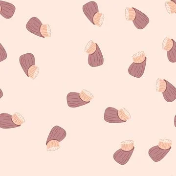 Seamless pattern culinary mushroom brush cartoon vector Stock Illustration