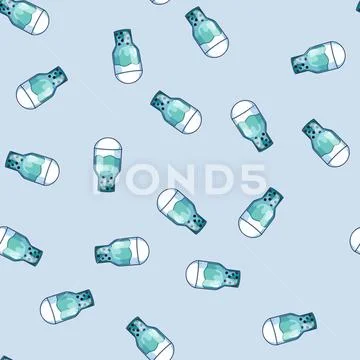 Seamless pattern cup bubble tea cartoon vector Ilustração Stock