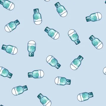 Seamless pattern cup bubble tea cartoon vector 库存插图