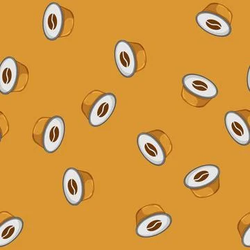Seamless pattern cup capsule coffee cartoon vector Stock Illustration