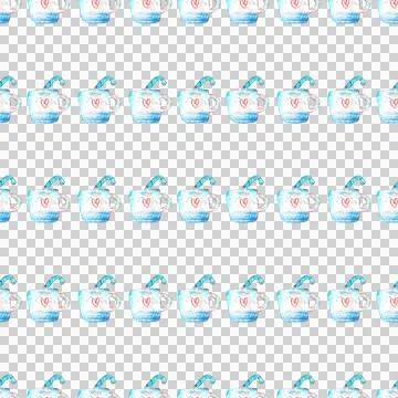 Seamless pattern of Cup with Christmas candy cane on white background. Picture Stock Illustration