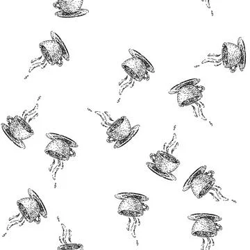 Seamless pattern cup coffee shop sketch hand drawn Stock Illustration