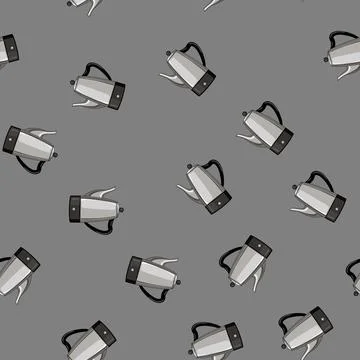 Seamless pattern cup percolator pot coffee cartoon vector Stock Illustration