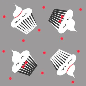 Seamless pattern with cupcake couple Stock Illustration