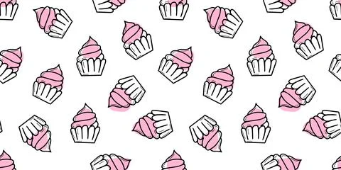 Seamless pattern with cupcakes. cute cake. Beautiful background for textile.. Illustrazione stock