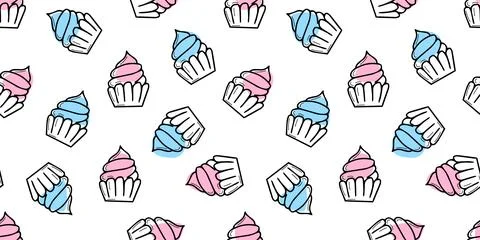 Seamless pattern with cupcakes. cute cake. Beautiful background for textiles  Illustrazione stock