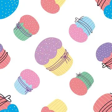 Seamless pattern of Cupcakes. Easter cake pattern. Stock Illustration