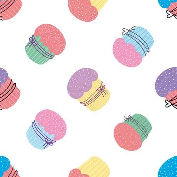 Seamless pattern of Cupcakes. Easter cake pattern. Stock Illustration