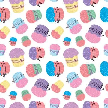 Seamless pattern of Cupcakes. Easter cake pattern. Stock Illustration