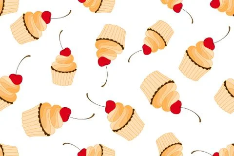 Seamless pattern of cupcakes Stock Illustration