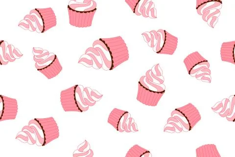 Seamless pattern of cupcakes Stock Illustration