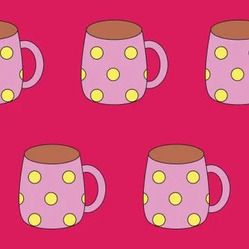 Seamless pattern with cupcakes. Illustration of a cup. Tea, cacao, coffee Stock Illustration