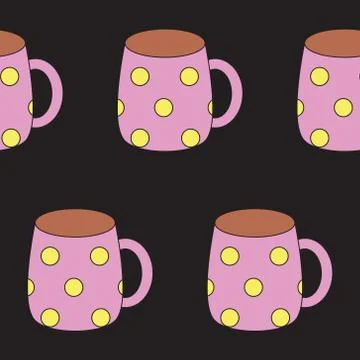 Seamless pattern with cupcakes. Illustration of a cup. Tea, cacao, coffee Stock Illustration