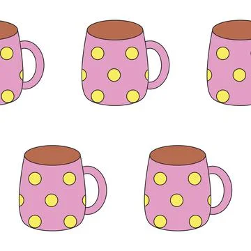Seamless pattern with cupcakes. Illustration of a cup. Tea, cacao, coffee. Ca Stock Illustration