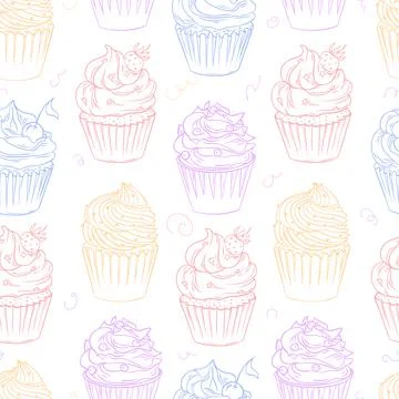 Seamless pattern with cupcakes. Sweet baking pattern for fabric or packaging Stock Illustration