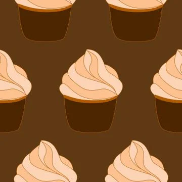 Seamless pattern with cupcakes. Vector hand drawn Illustration. Dessert isolated Illustrazione stock