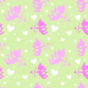 Seamless pattern with cupids. Illustrazione stock