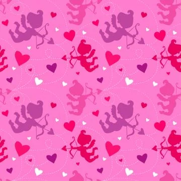 Seamless pattern with cupids. Stockillustratie