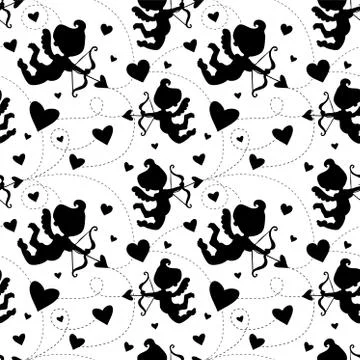Seamless pattern with cupids. Stock Illustration