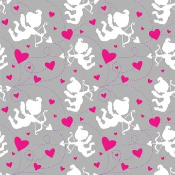 Seamless pattern with cupids. Stock Illustration