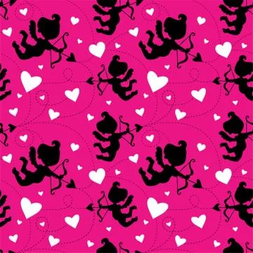 Seamless pattern with cupids. 스톡 일러스트