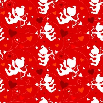 Seamless pattern with cupids. Stockillustratie