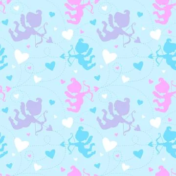 Seamless pattern with cupids. Stock Illustration