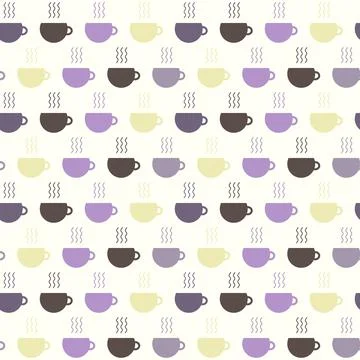 Seamless pattern with cups and steam from tea, coffee Stock Illustration