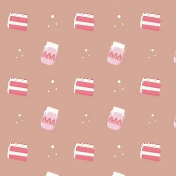 Seamless pattern with cups. Pattern with sweets. Pattern with cake and dessert Stock Illustration