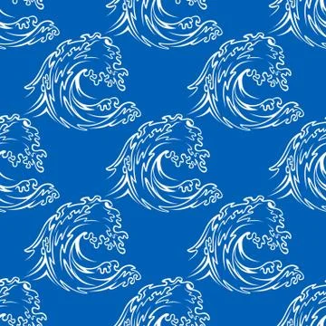 Seamless pattern of a curling wave Stock Illustration