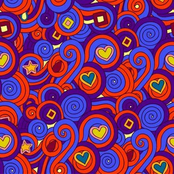 Seamless pattern with curly abstract elements. 스톡 일러스트