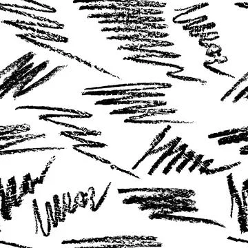 Seamless pattern of curly lines by wax crayon, hand drawn grunge background.. Illustrazione stock
