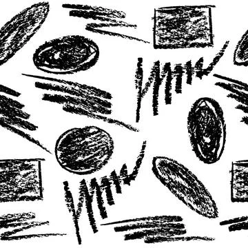 Seamless pattern of curly lines by wax crayon, hand drawn grunge background.. 스톡 일러스트