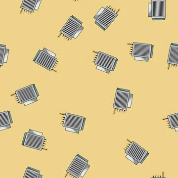 Seamless pattern current electrical transformer cartoon vector Illustrazione stock