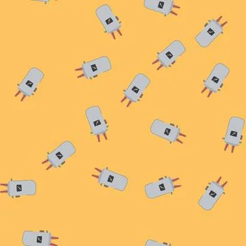 Seamless pattern current electrical transformer cartoon vector Illustrazione stock