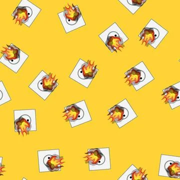 Seamless pattern current short circuit fire cartoon vector Stock Illustration