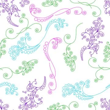 Seamless pattern with curved elegant lines and scrolls イラスト素材