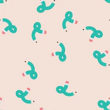 Seamless pattern curved pencil bending into abstract creative shape イラスト素材