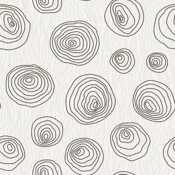 Seamless pattern of the curves manually drawn concentric circles Stock Illustration