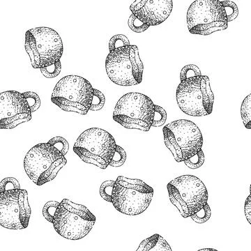 Seamless pattern custom coffee mug sketch hand drawn 库存插图