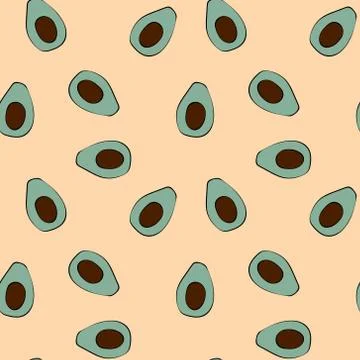 Seamless pattern with cut avocado Stock Illustration