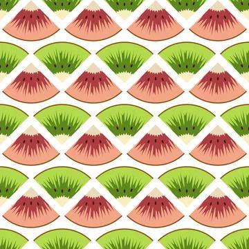 Seamless pattern with cut green and red kiwi fruit Stock-Illustration