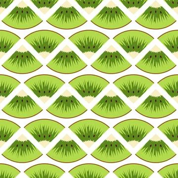 Seamless pattern with cut green kiwi fruit Stock Illustration