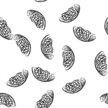 Seamless pattern cut pomegranate sketch hand drawn Illustrazione stock
