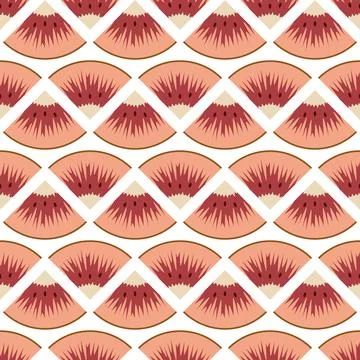 Seamless pattern with cut red kiwi fruit Stock Illustration