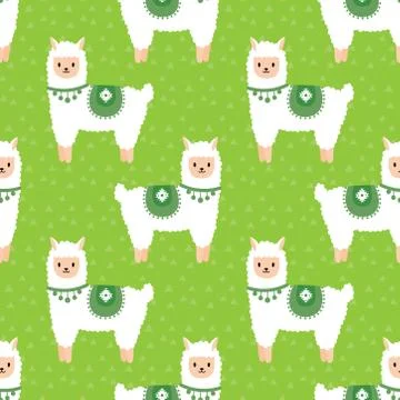 Seamless pattern with cute alpacas Stock Illustration