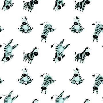 Seamless pattern with cute and funny zebras Illustrazione stock