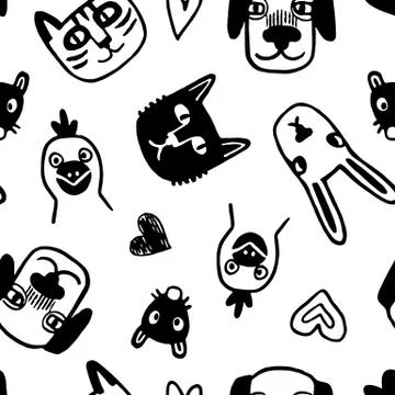 Seamless pattern with cute animals. イラスト素材