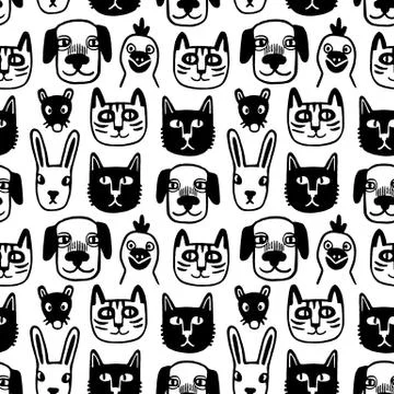 Seamless pattern with cute animals. Stock Illustration