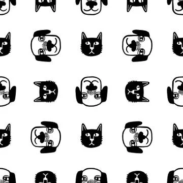 Seamless pattern with cute animals. Stock Illustration